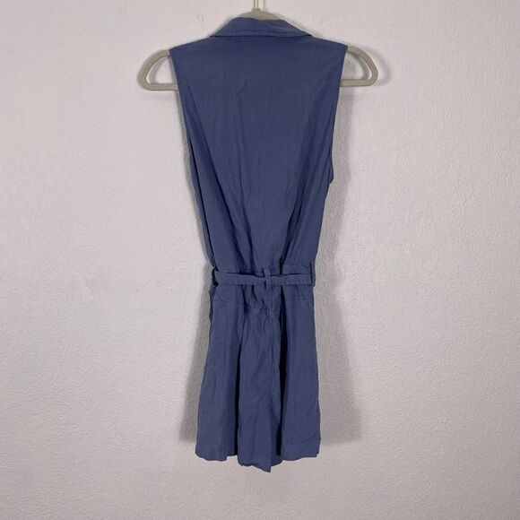 Cloth & Stone Blue Button Front Collared Sleeveless Romper - Picture 2 of 6